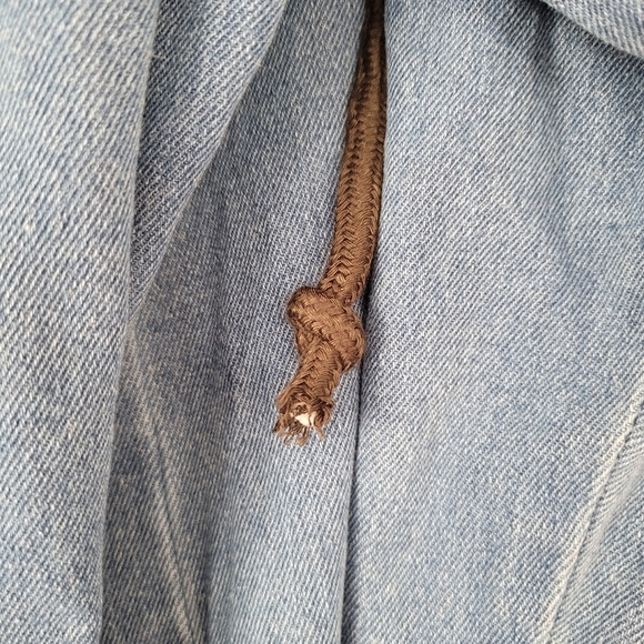 AMERICAN BAZI Denim Button Up Camouflage Pattern Hooded Jean Jacket - Picture 9 of 9